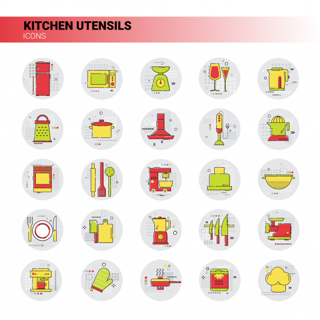 626x626 Cooking Utensils Kitchen Equipment Appliances Set Icon Vector