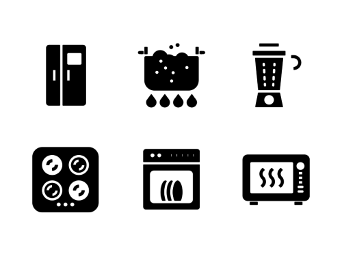 500x375 Vector Kitchen Appliances Line Icons Set On Round Icons Premium