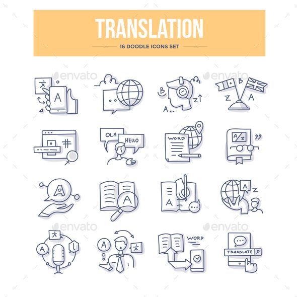 590x590 Translation Doodle Icons Fully Customisable Set Of Icons