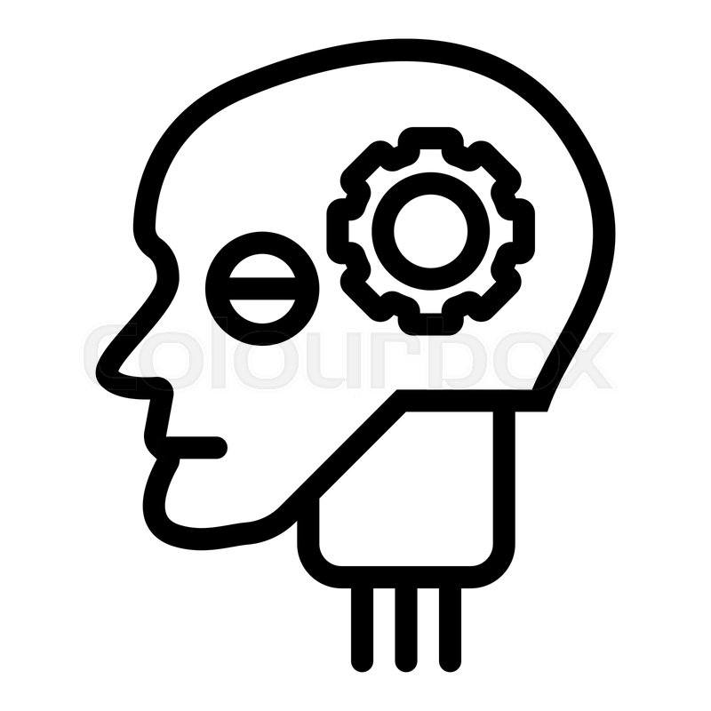 800x800 Android Head With Gear Line Icon Stock Vector Colourbox