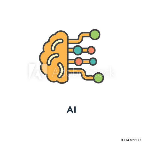 500x500 Icon Artificial Intelligence Concept Symbol Design, Brain