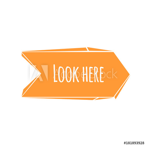 500x500 Abstract Cartoon Trendy Design Orange Broken Arrow With Look Here