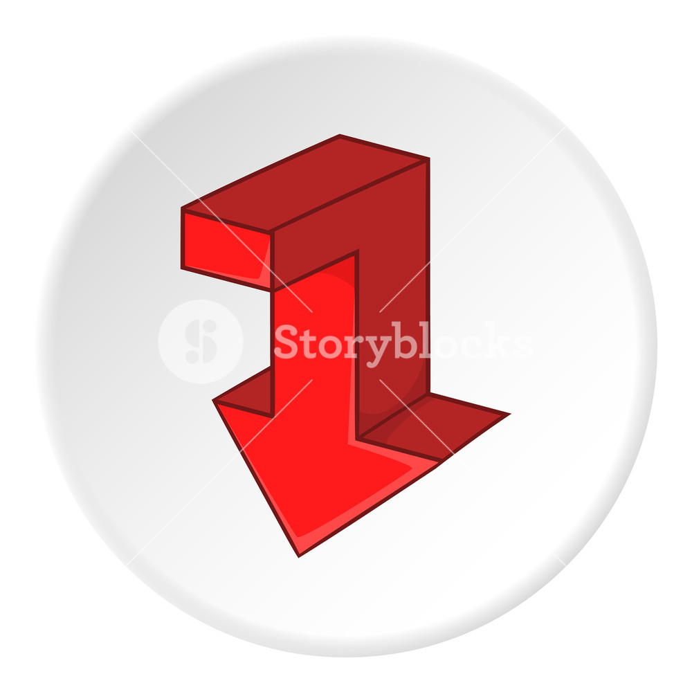 1000x1000 Red Broken Arrow Down Icon Artoon Illustration Of Red Broken