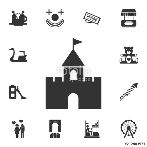500x500 Castle Icon Detailed Set Of Attractions Isolated On White