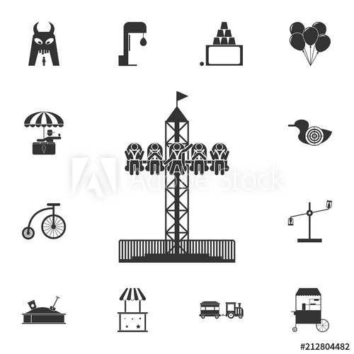 500x500 Attraction Free Fall Icon Detailed Set Of Attractions Isolated