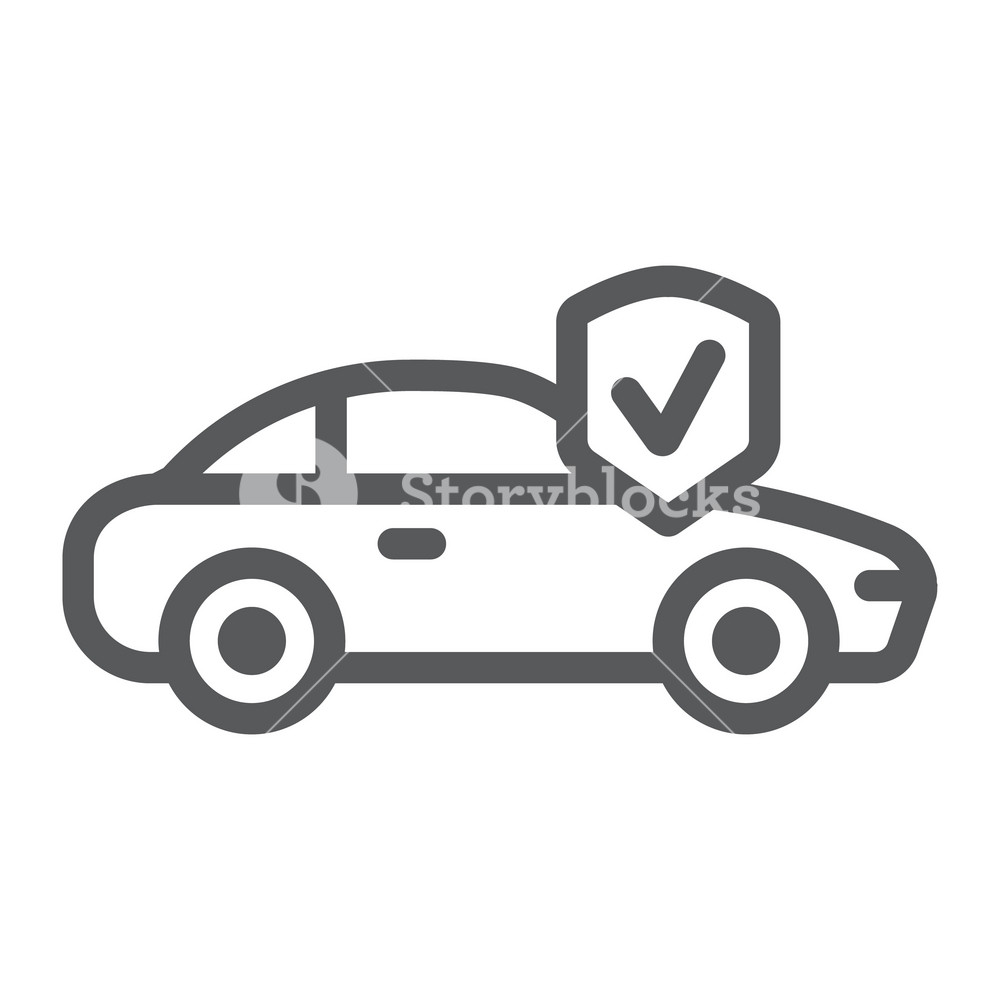 1000x1000 Car Insurance Line Icon, Safety And Auto, Automobile Protection