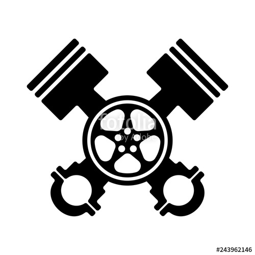 500x500 Piston Logo Race Icon Automotive Symbol Vector Stock