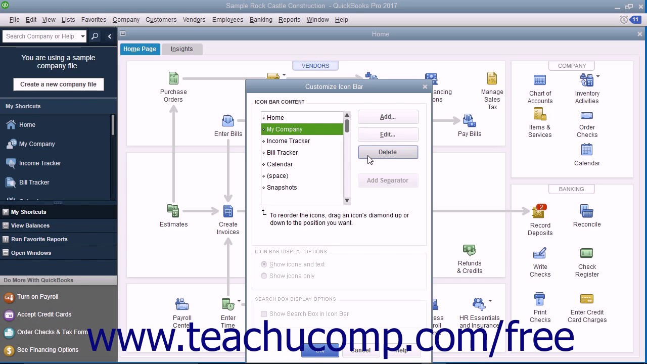 1280x720 Quickbooks Pro Tutorial Customizing The Icon Bar Intuit