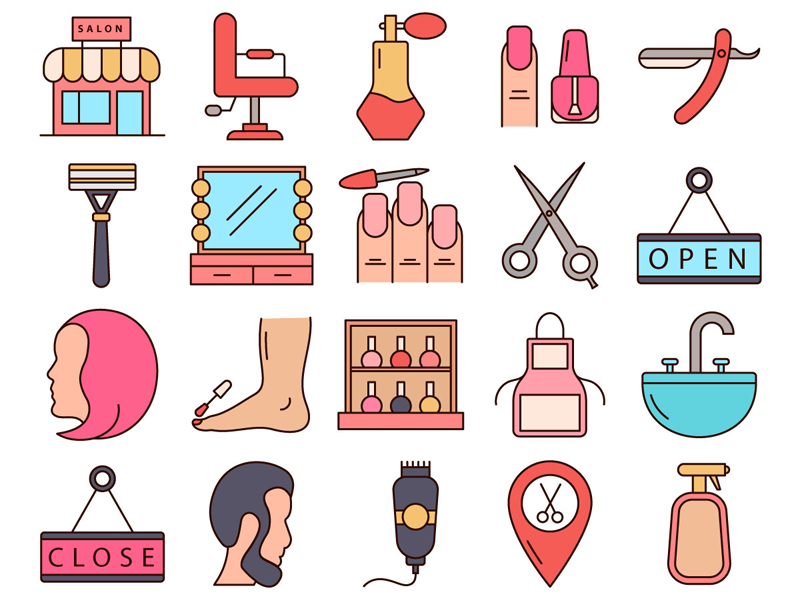 800x600 Beauty Salon Vector Freebie Icon Set