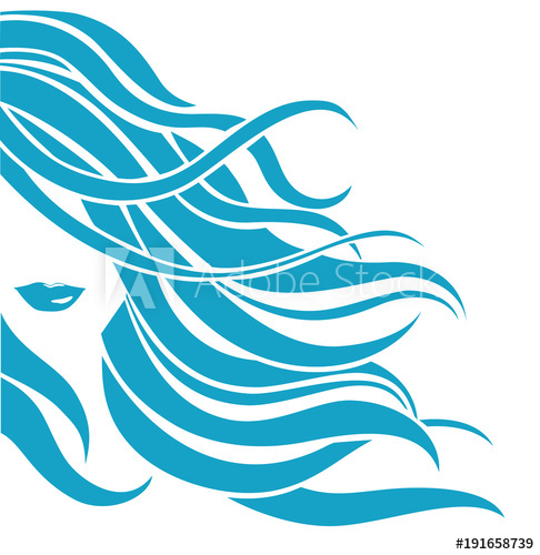 486x500 Vector Hair Salon Icon Beautiful Abstract Girl With Long Wavy