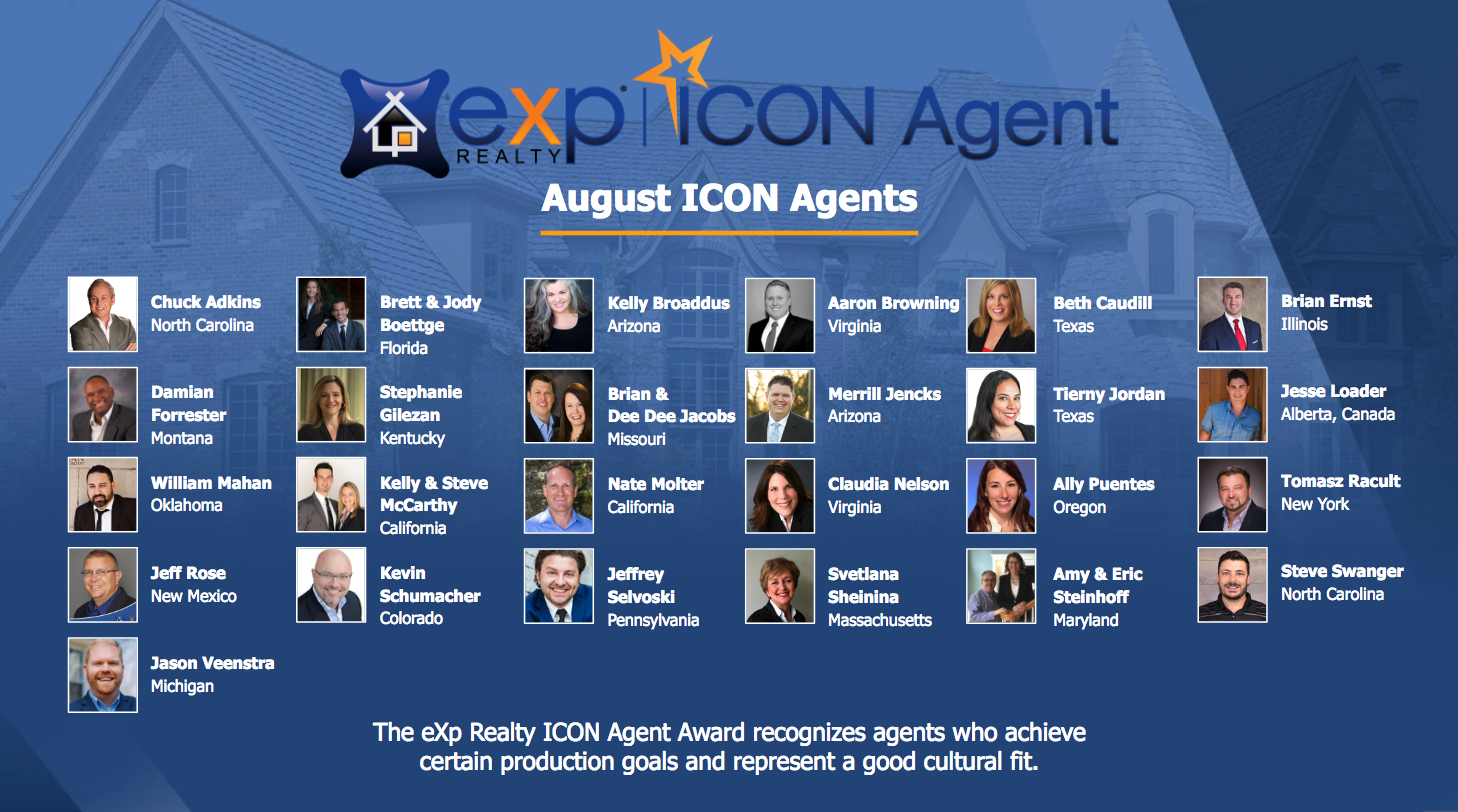 1458x812 Exp Realty Announces August Icon Agents