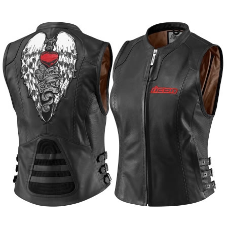 450x450 Icon Bombshell Leather Vest Women's Street Angel Black Medium