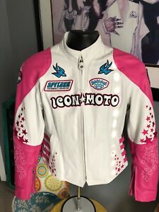 225x300 Women's Icon Bombshell Go Go Leather Motorcycle Jacket, Size M