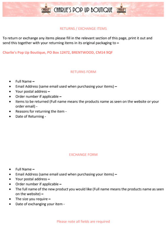 562x763 Return Exchange Form Charlie's Pop Up Boutique