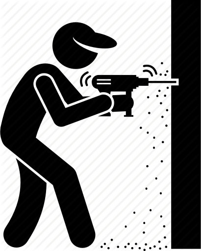 410x512 Builder, Construction, Drill, Drilling, Wall, Worker Icon