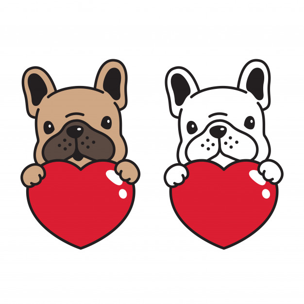 626x626 Dog Vector French Bulldog Valentine Heart Icon Hug Cartoon Vector