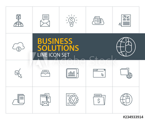 500x414 Business Solutions Line Icon Set New Message, Analytics, Browser