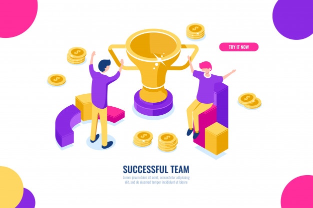 626x417 Success Team Isometric Icon, Business Solutions, Victory
