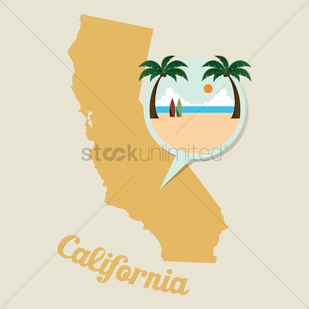 1300x1300 California Map With Beach Icon Vector Image