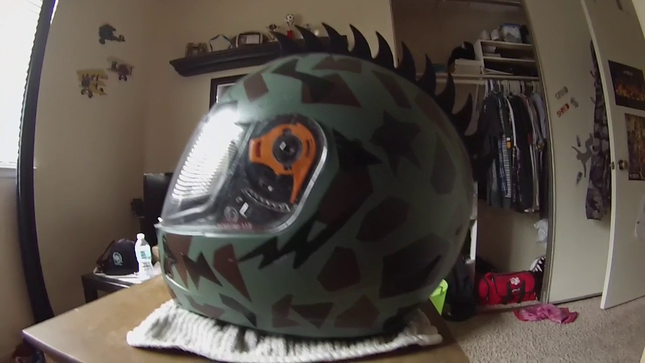 1280x720 Multi Camo Spray Painted Motorcycle Helmet Icon Alliance