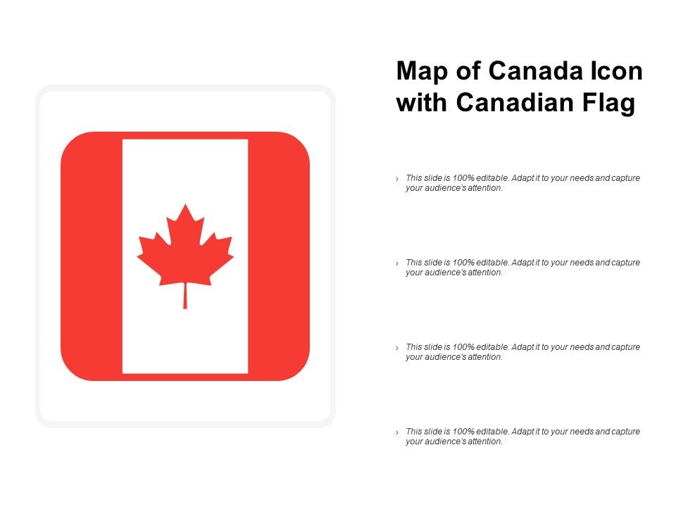 960x720 Map Of Canada Icon With Canadian Flag Powerpoint Slide Templates