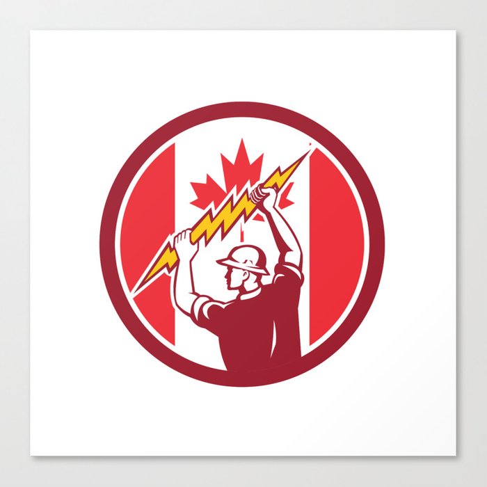 700x700 Canadian Electrician Lighting Bolt Canada Flag Icon Canvas Print