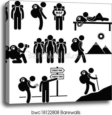 382x390 Backpack Traveler Explorer Icon, Canvas Print Barewalls Posters