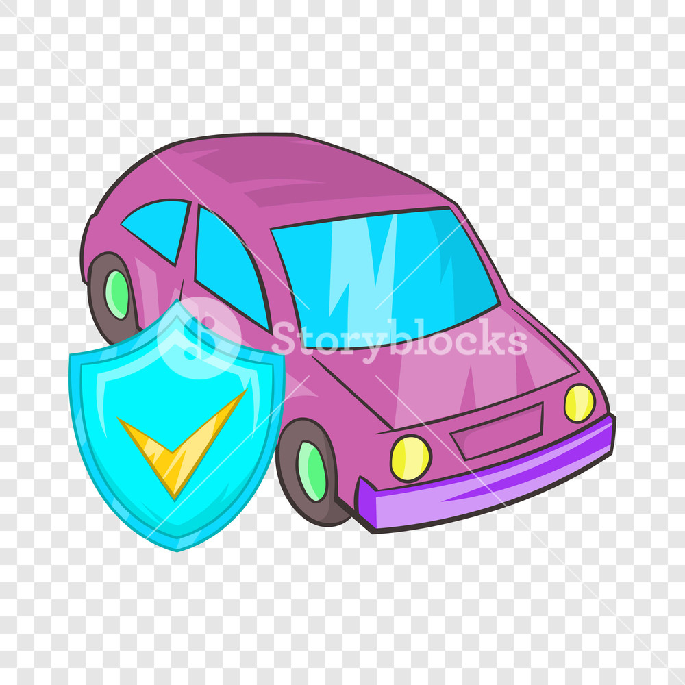 1000x1000 Car Insurance Icon In Cartoon Style On A Background For Any Web