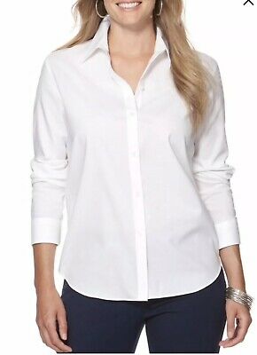 290x400 Chaps Icon Classic No Iron Women's S Cotton White Blouse Shirt