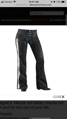 225x400 Icon Womens Motorcycle Chaps Hella Black Resin Coated Canvas