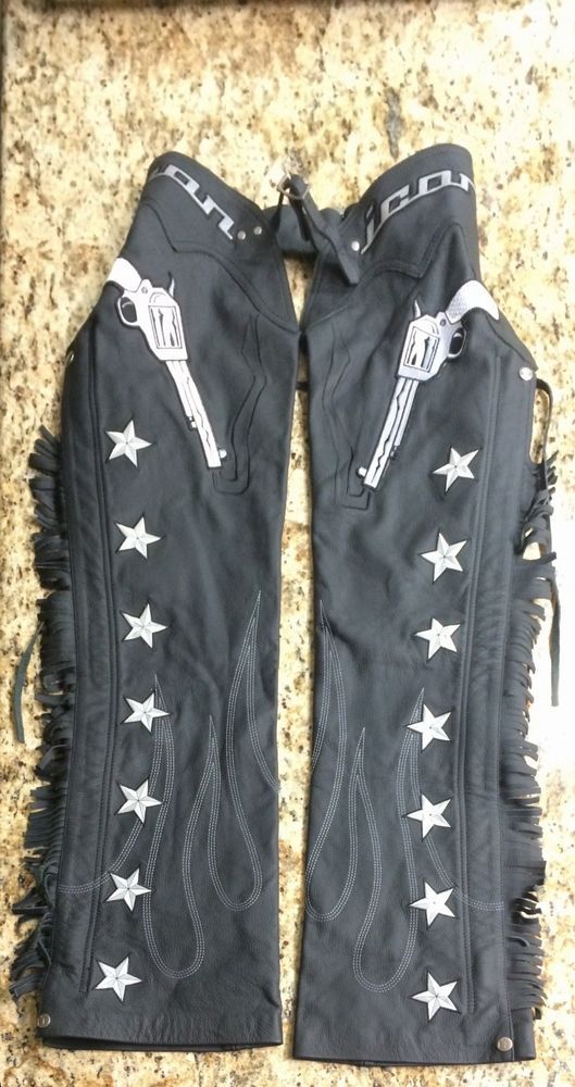 529x1000 Women's Icon Black Kitty Chaps, Genuine Leather Motorcycle Chaps