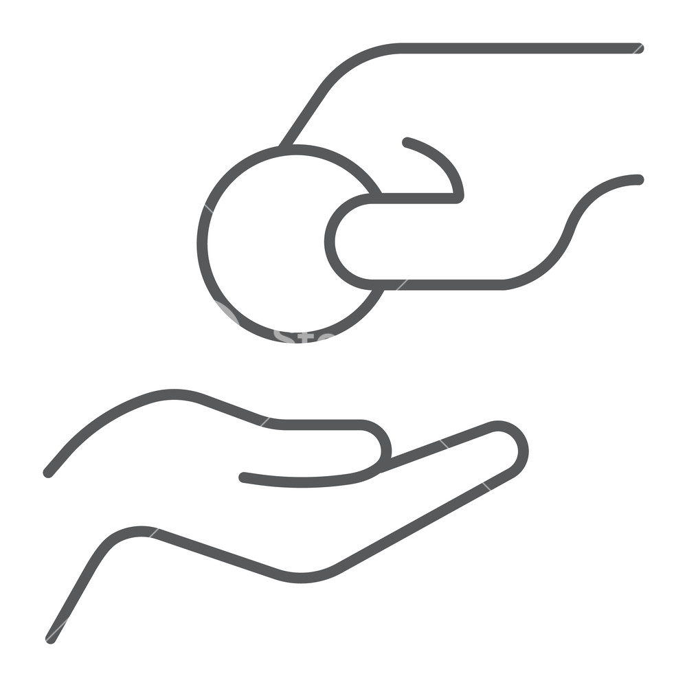 1000x1000 Zakat Thin Line Icon, Charity And Islam, Donation Hand Sign