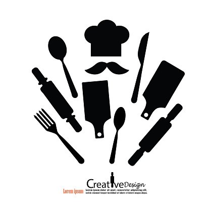 416x416 Chef Icon With Spoon Forkknife,rolling Pin Stock Vectors