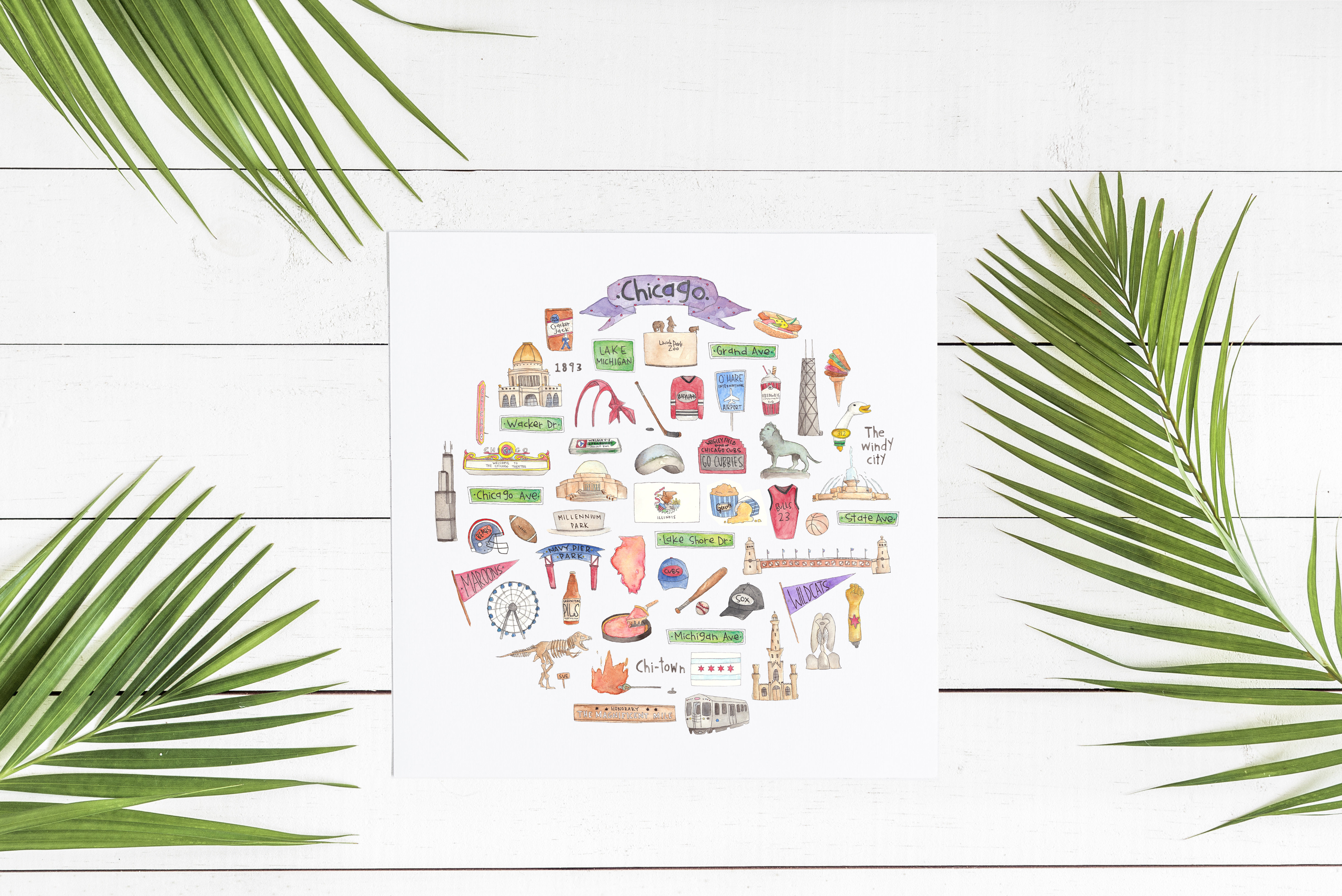 4880x3260 Chicago Icon Watercolor