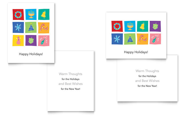 770x477 Holiday Icons Greeting Card Template