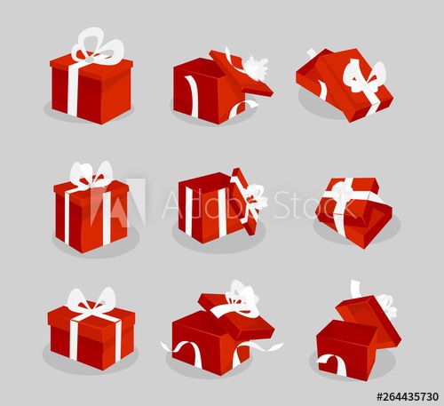 500x457 Red Gift Box Icon Set For Web, Games, Christmas Cards Etc Cartoon