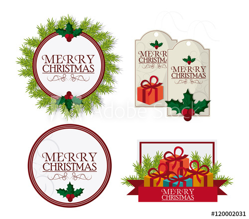 500x441 Labels And Frames With Leaves Merry Christmas Cards Icon