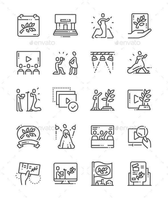 Festival De Cannes Line Icons Fully Customisable Set Of Icons 590x700 Festival De Cannes Line Icons Fully Customisable Set Of Icons