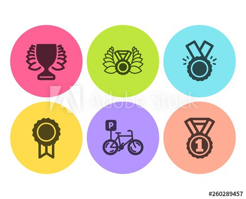 500x405 Winner, Honor And Reward Icons Simple Set Laureate Medal, Bicycle