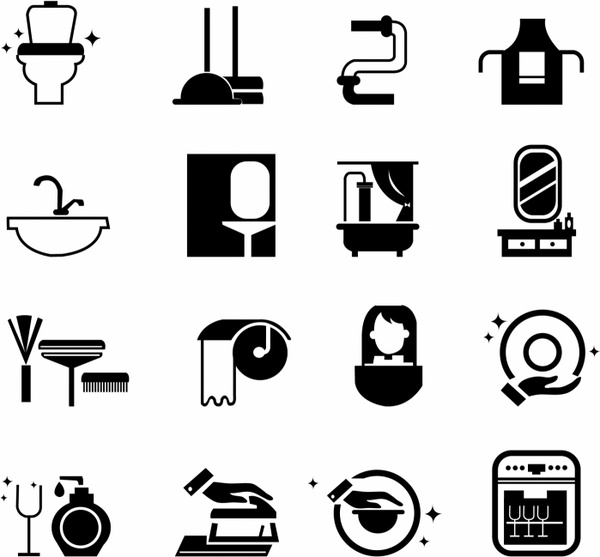 600x557 Cleaning Icons Free Vector In Adobe Illustrator