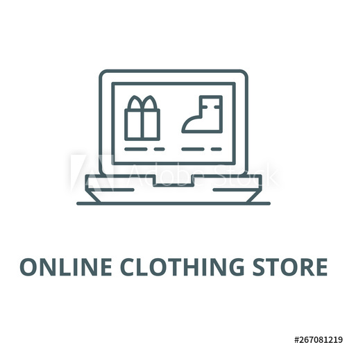 500x500 Online Clothing Store Vector Line Icon, Outline Concept, Linear