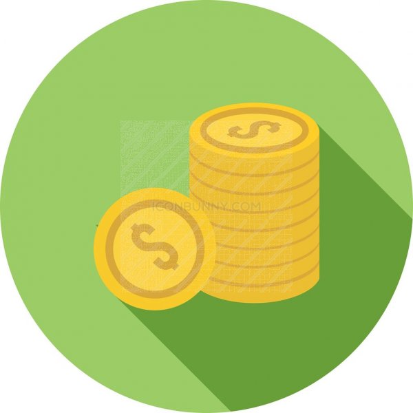 Coins Flat Shadowed Icon 600x600 Coins Flat Shadowed Icon