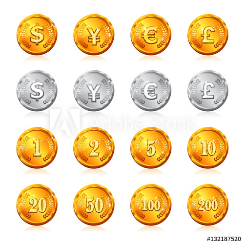 500x500 Gold And Silver Coin Currency And Price Icon Vector Illustration