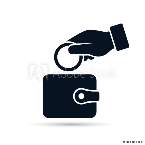 500x500 Hand Put A Coin Into The Wallet Icon Wallet Icon In Trendy Flat
