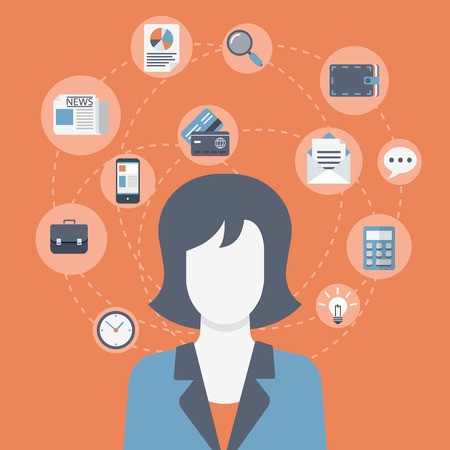 450x450 Flat Style Modern Web Businesswoman Infographic Icon Collage