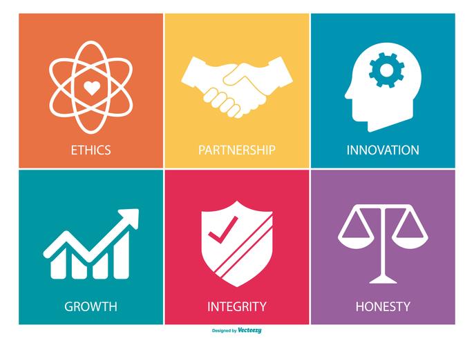 686x490 Core Values Icon Collection Stock Images
