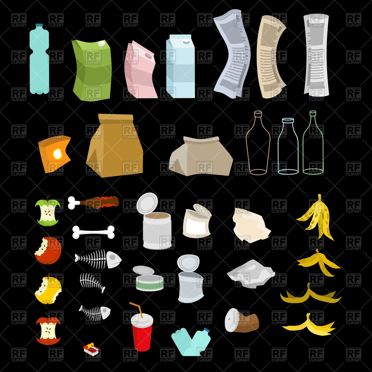 1200x1200 Garbage Set Rubbish Icon Collection Vector Image Of Icons