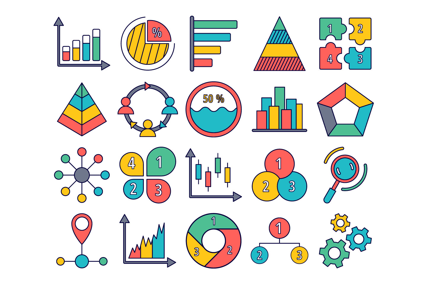 1440x960 Infographics Vector Free Icon Set