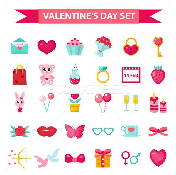 600x597 Valentines Day Icon Set, Flat Style Love, Romance And Dating