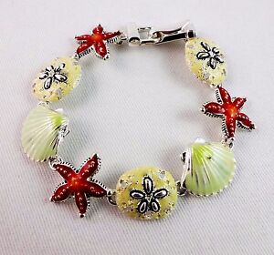 300x280 Starfish Bracelet Scallop Sand Dollar Silver Base Metal Icon